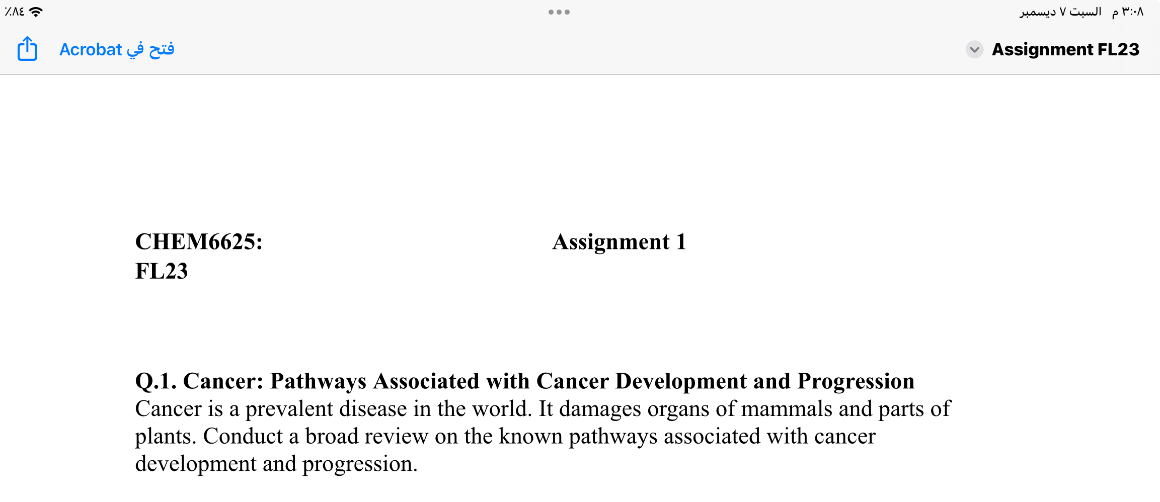 Q . 1 . Cancer: Pathways Associated with Cancer