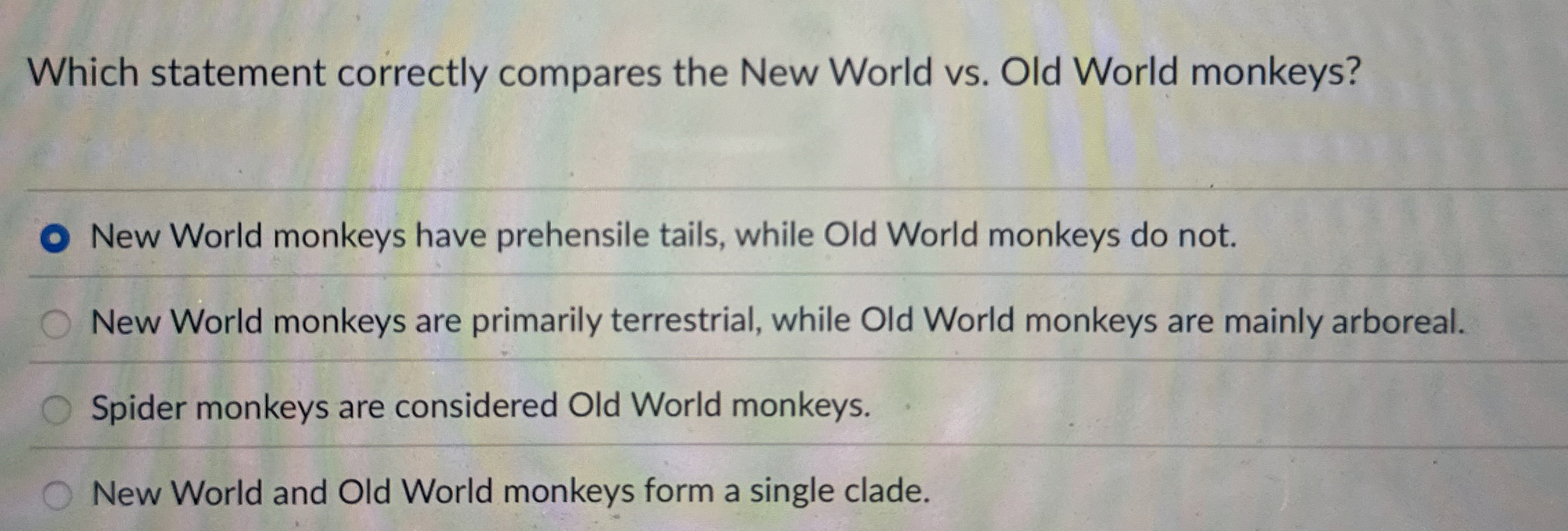 Which statement correctly compares the New World