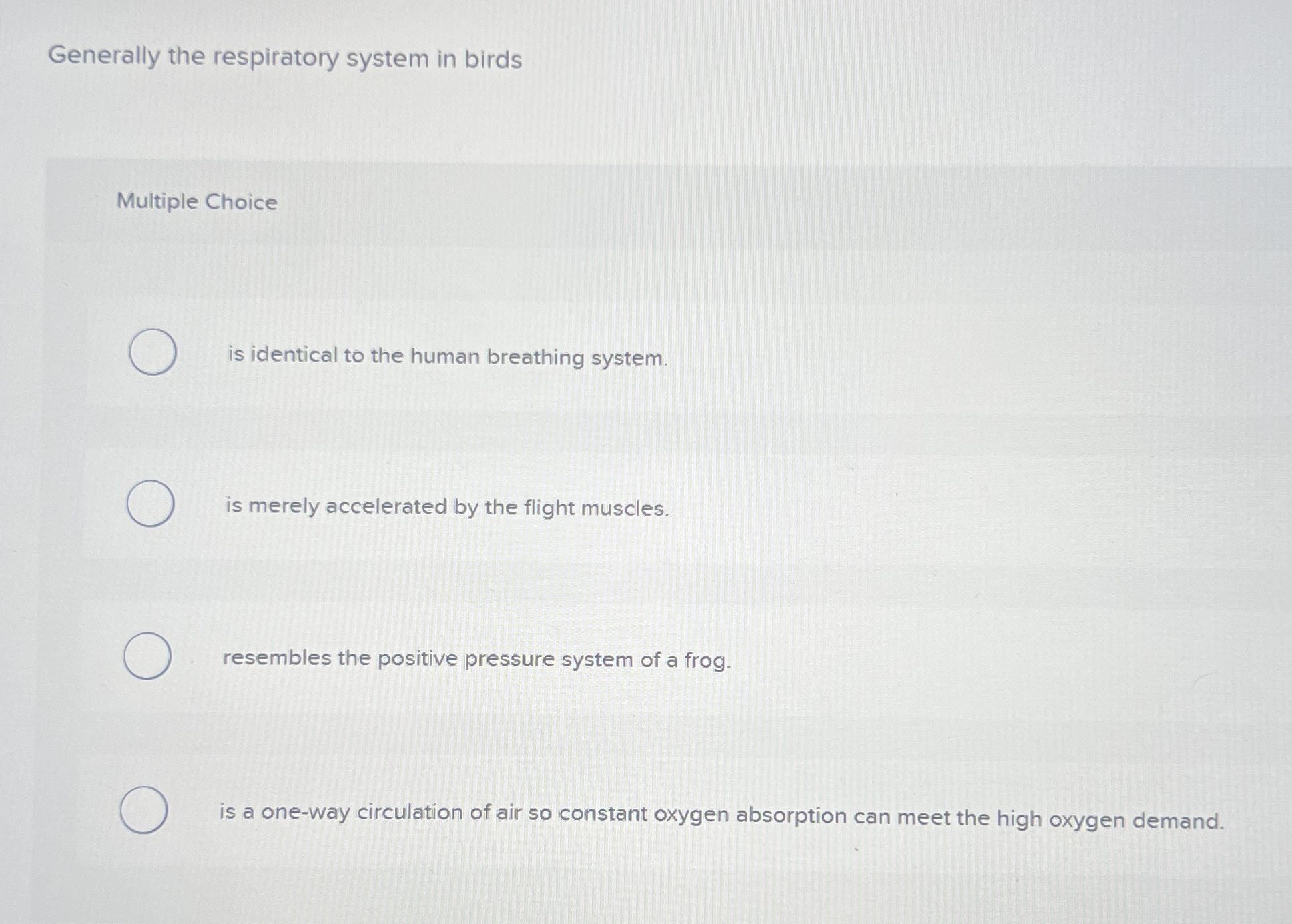 Generally the respiratory system in birds