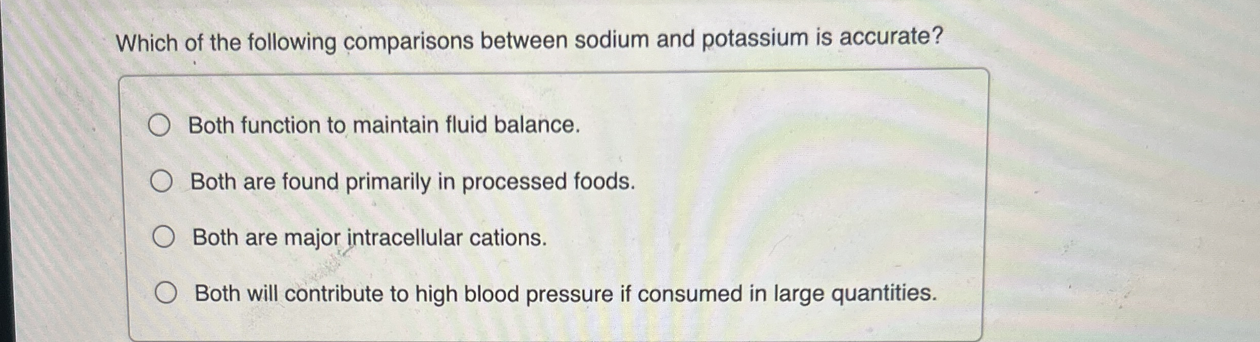 Which of the following comparisons between sodium