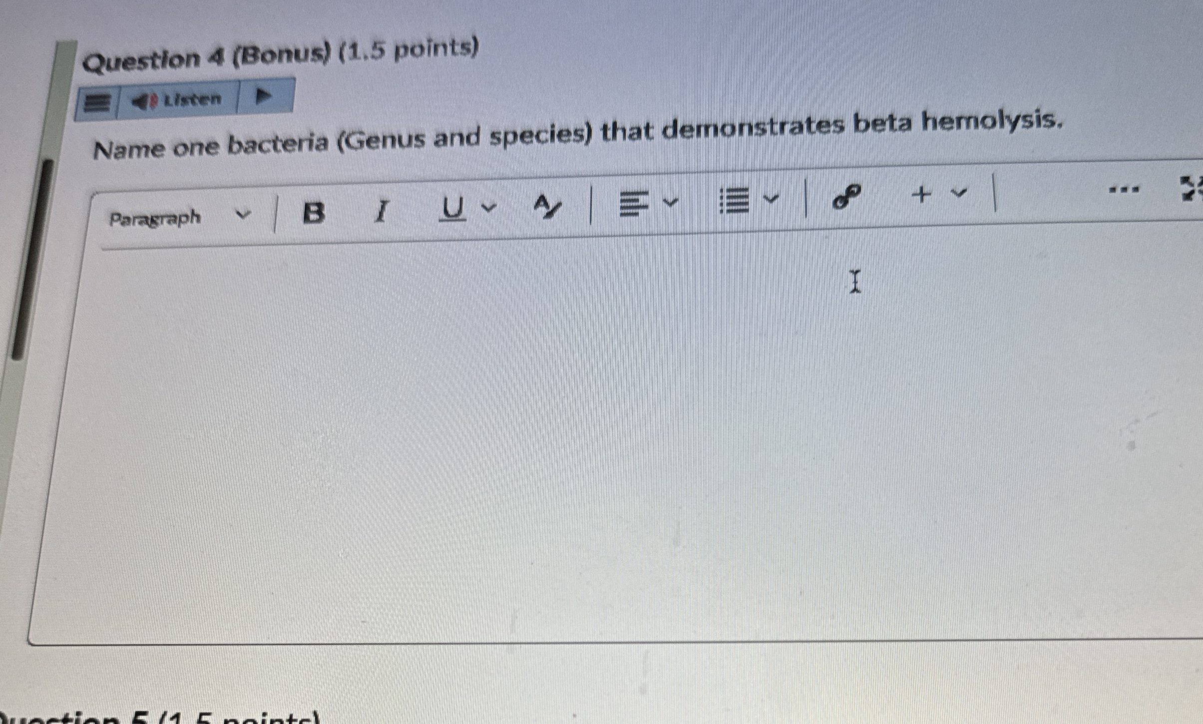 Question 4 ( Bonus ) ( 1 . 5 points ) kisten Name