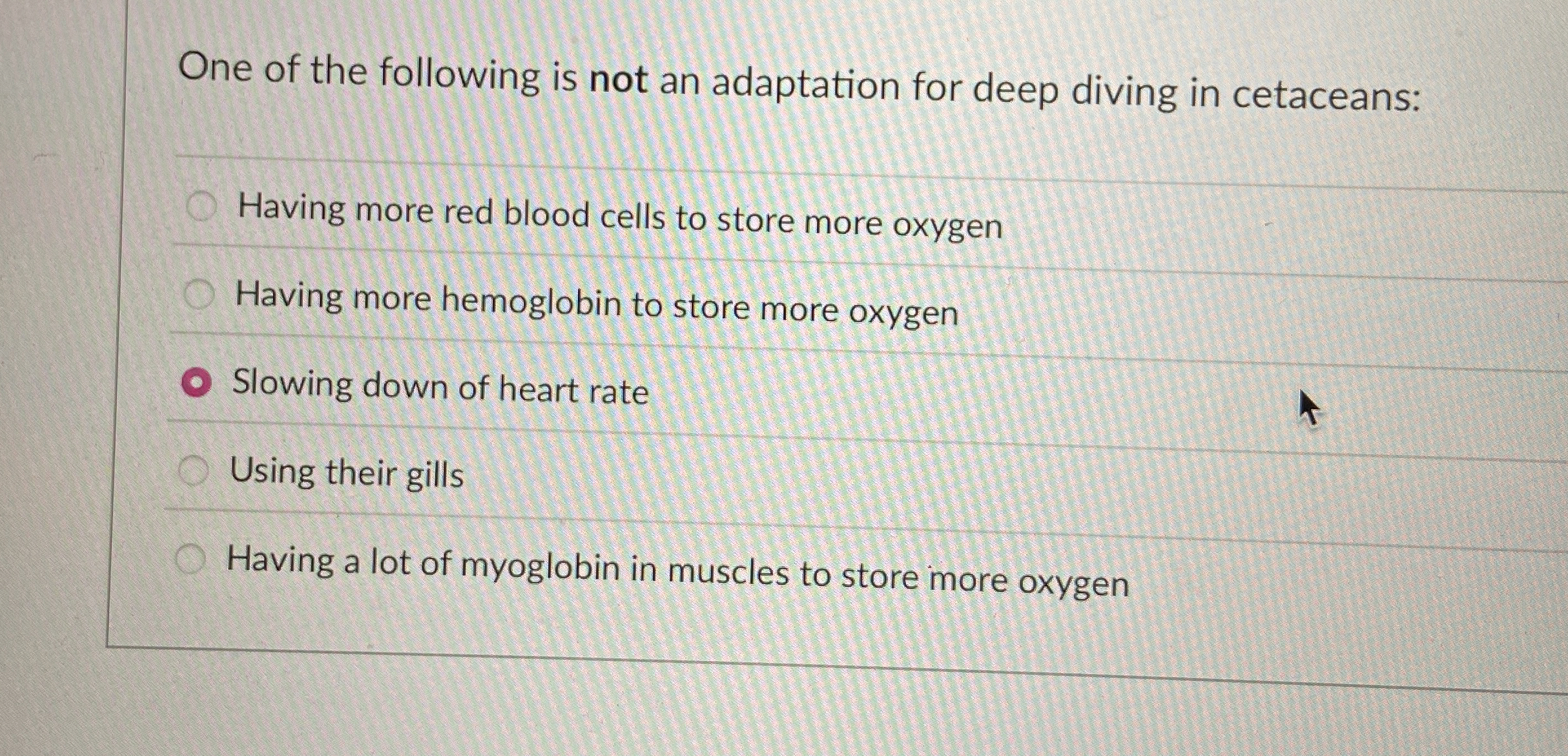 One of the following is not an adaptation for