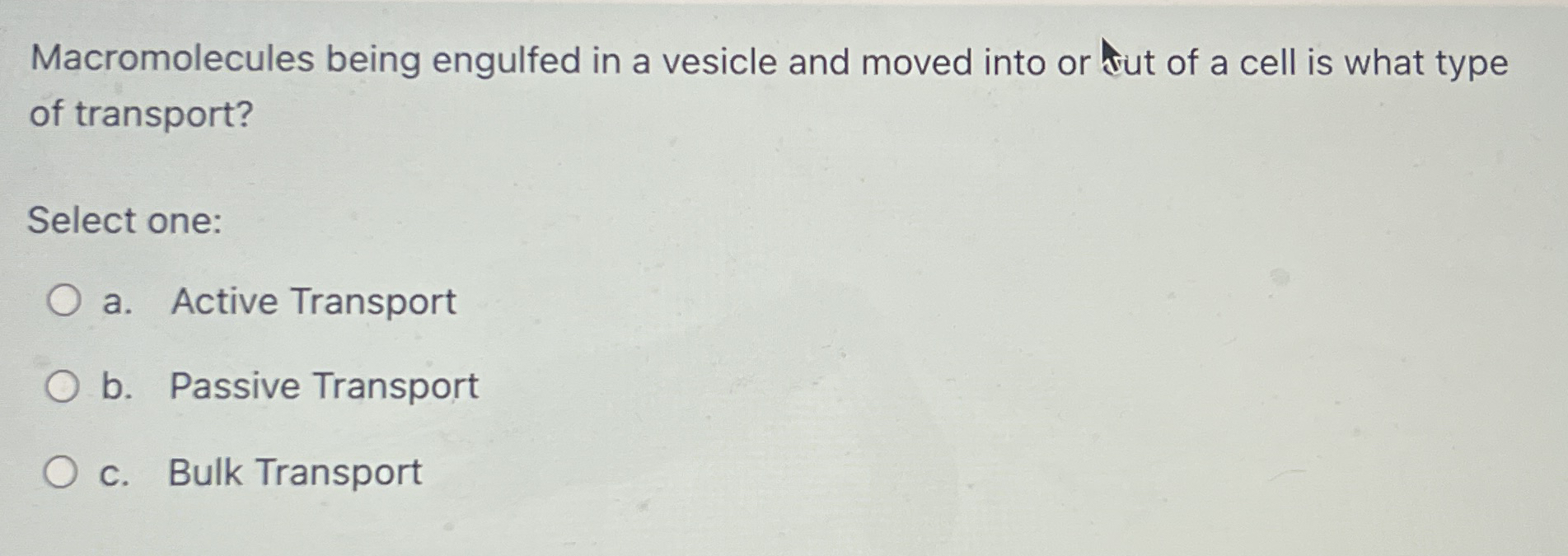 Macromolecules being engulfed in a vesicle and