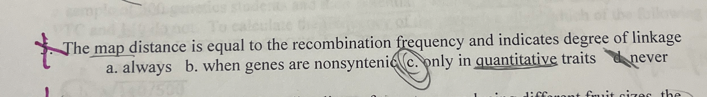 The map distance is equal to the recombination
