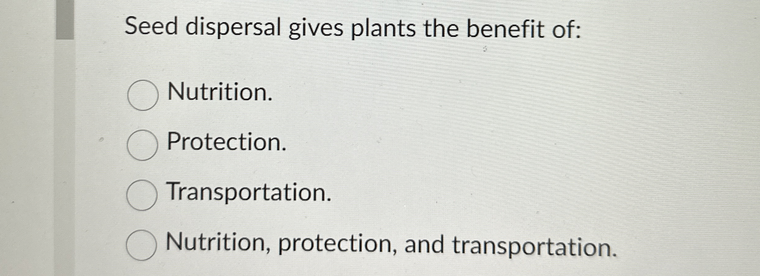 Seed dispersal gives plants the benefit of:
