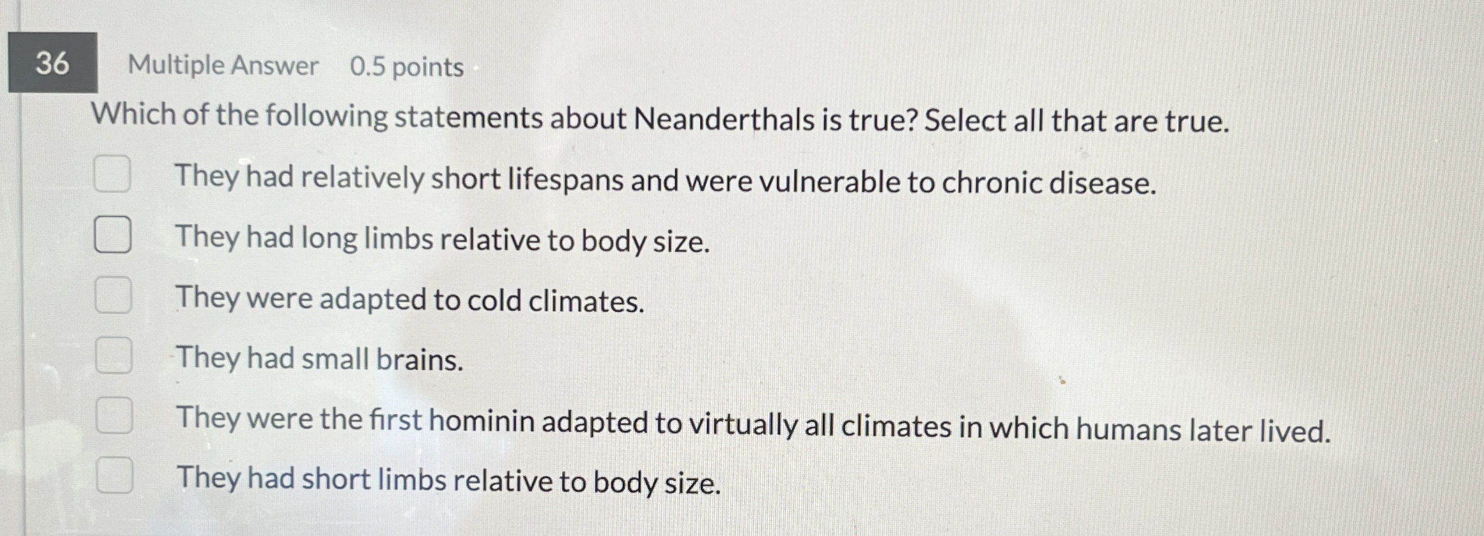 3 6 Multiple Answer 0 . 5 points Which of the