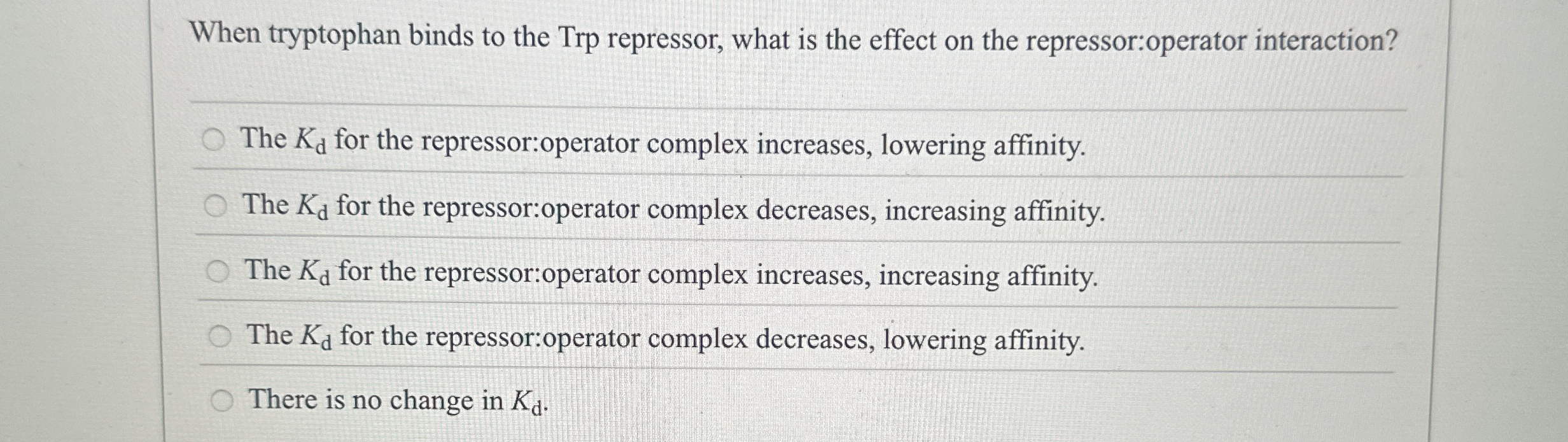 When tryptophan binds to the Trp repressor, what