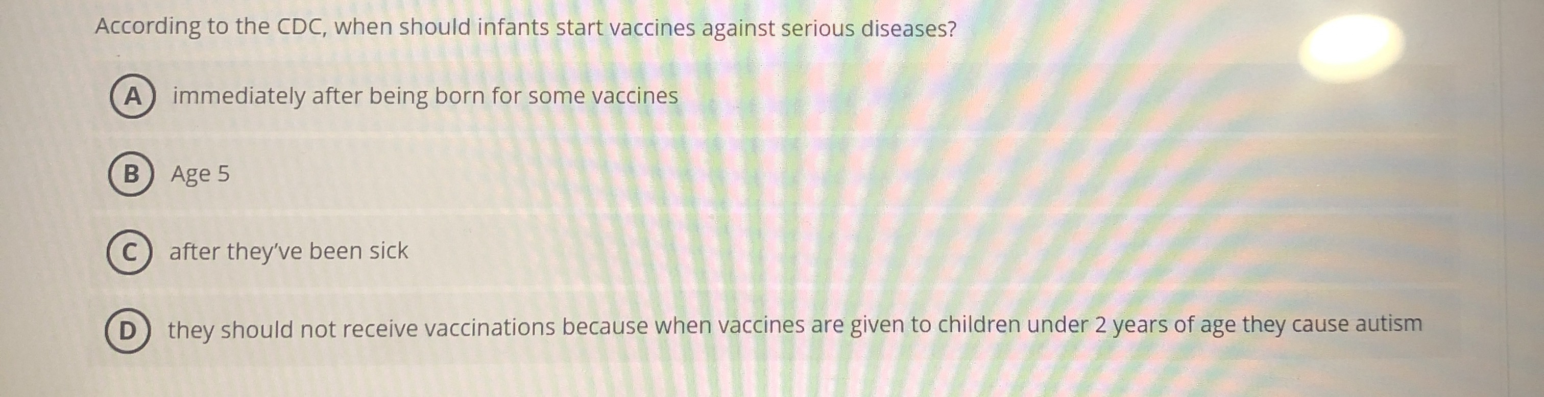 According to the CDC , when should infants start