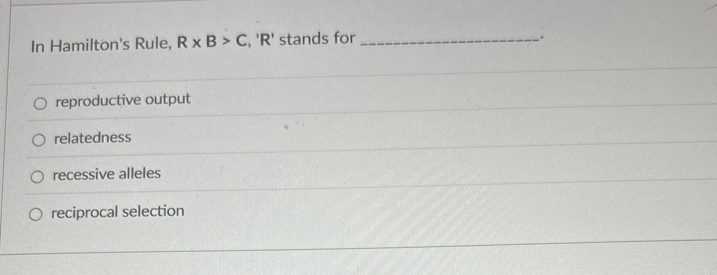 In Hamilton's Rule, R x B  style=