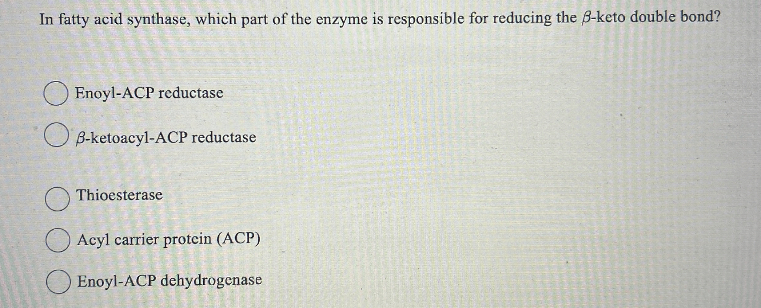 In fatty acid synthase, which part of the enzyme