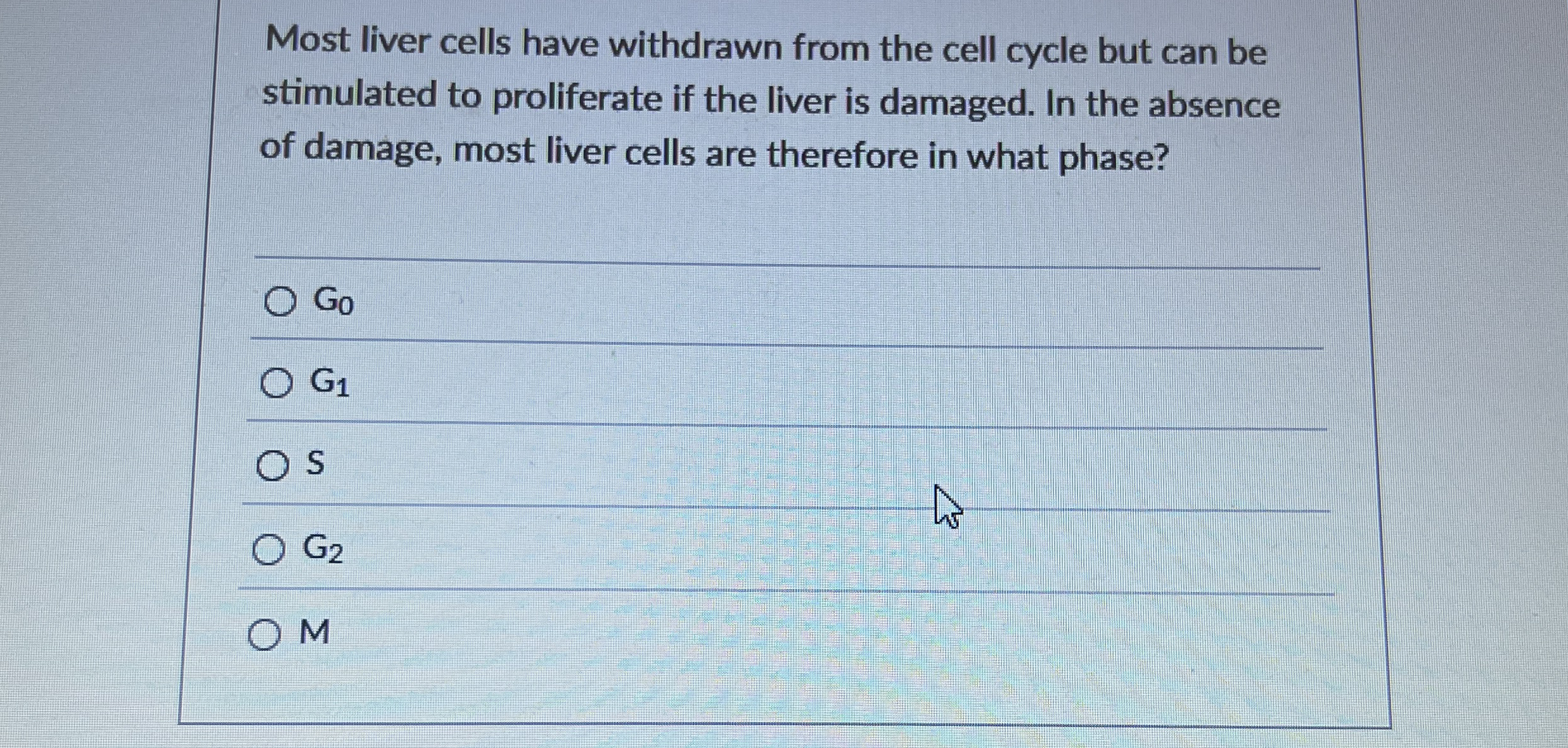 Most liver cells have withdrawn from the cell