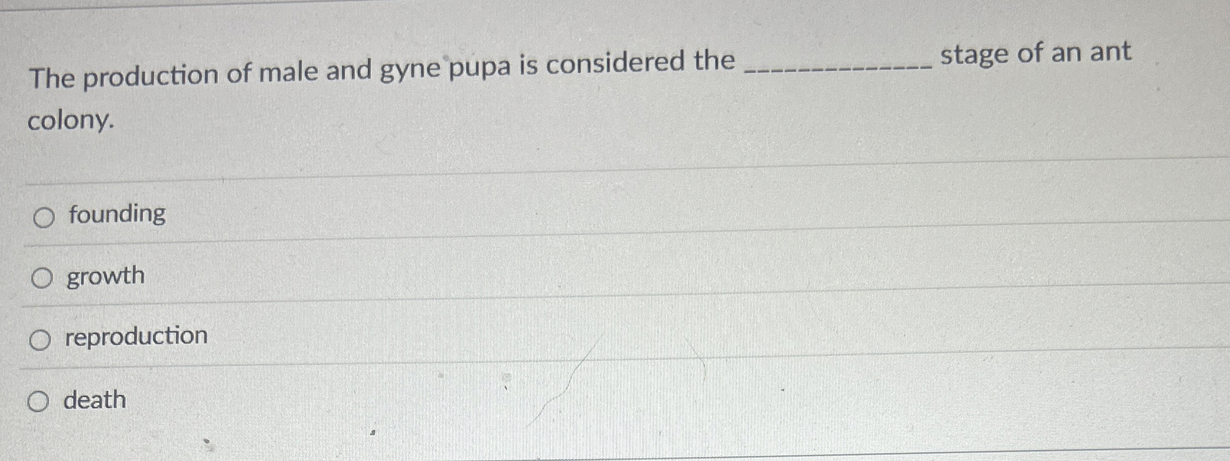 The production of male and gyne pupa is