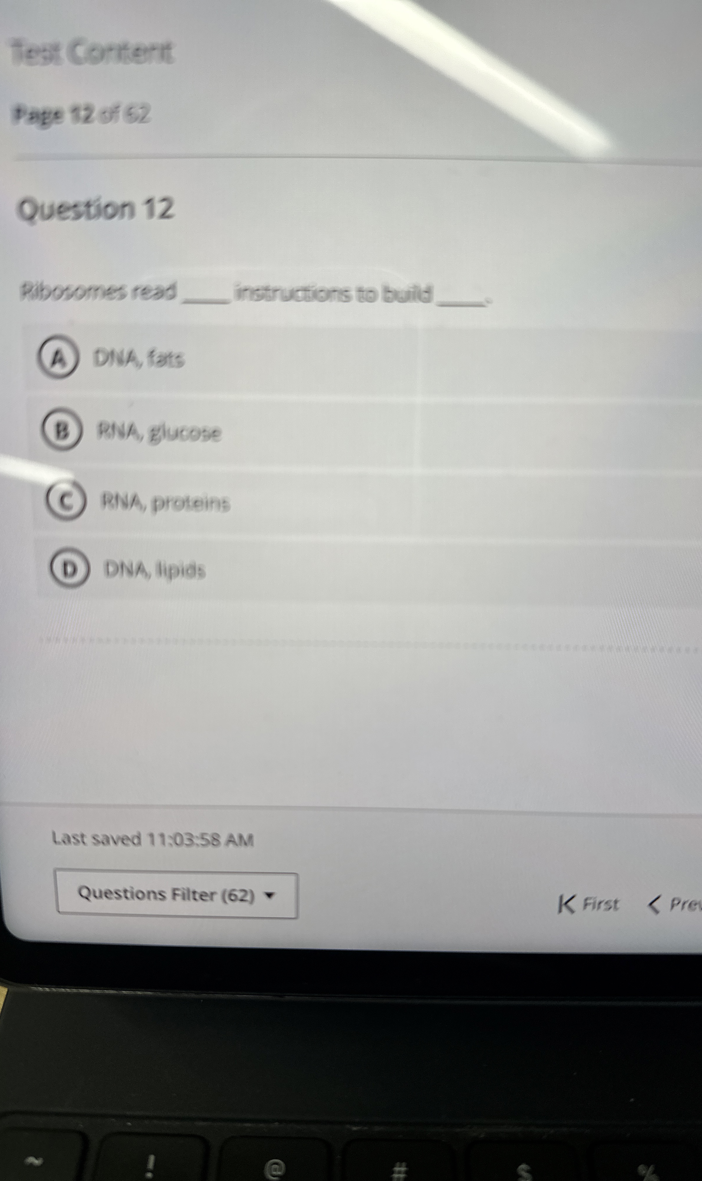 Ribosomes read instructions to build DNA, fats