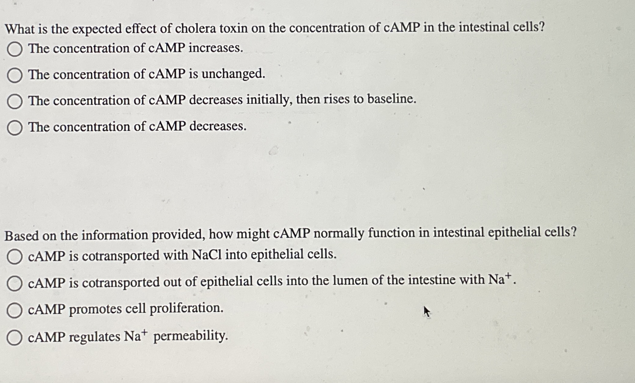 What is the expected effect of cholera toxin on