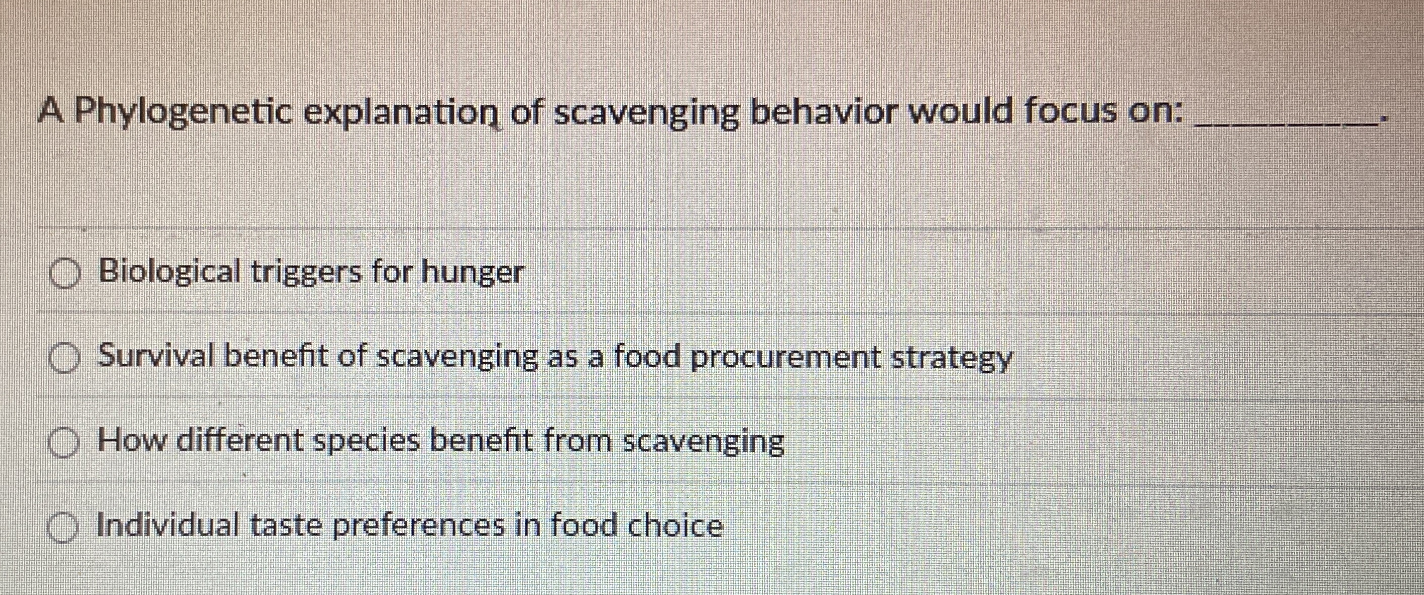 A Phylogenetic explanation of scavenging behavior