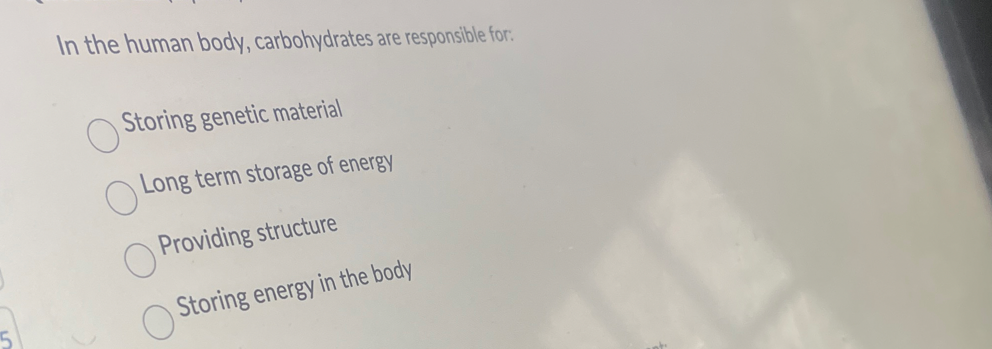 In the human body, carbohydrates are responsible