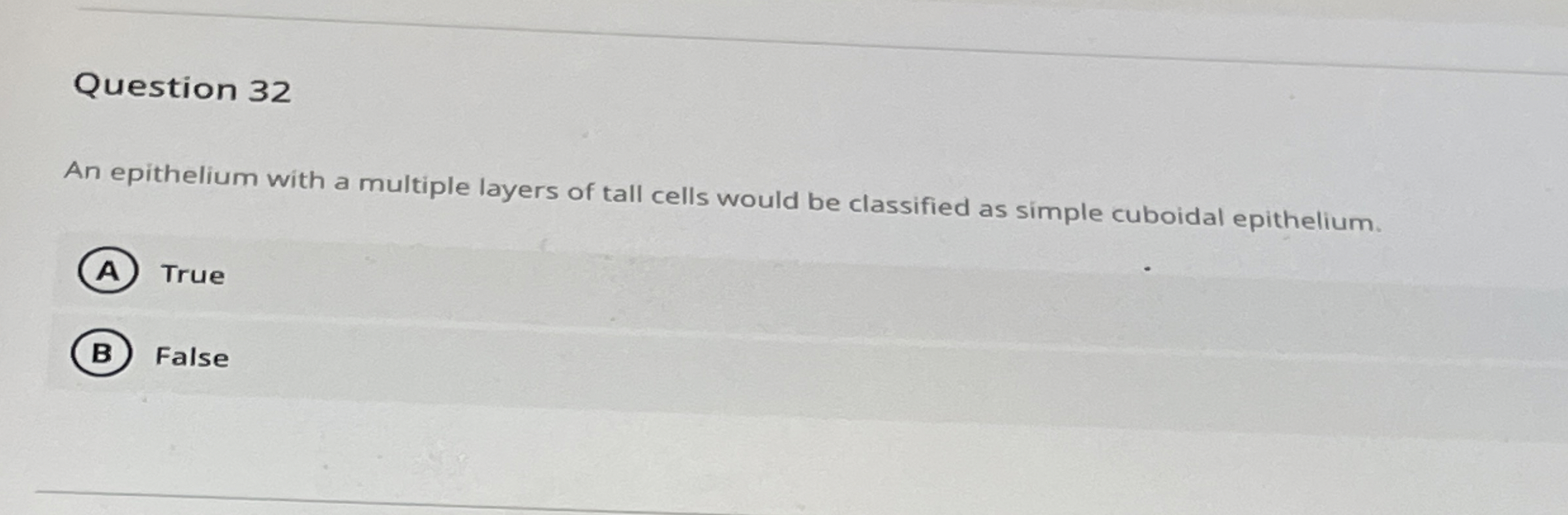 Question 3 2 An epithelium with a multiple layers