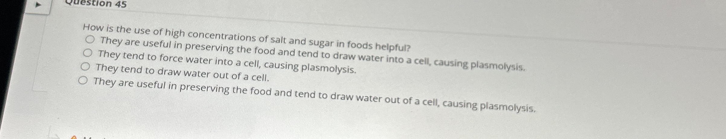 How is the use of high concentrations of salt and