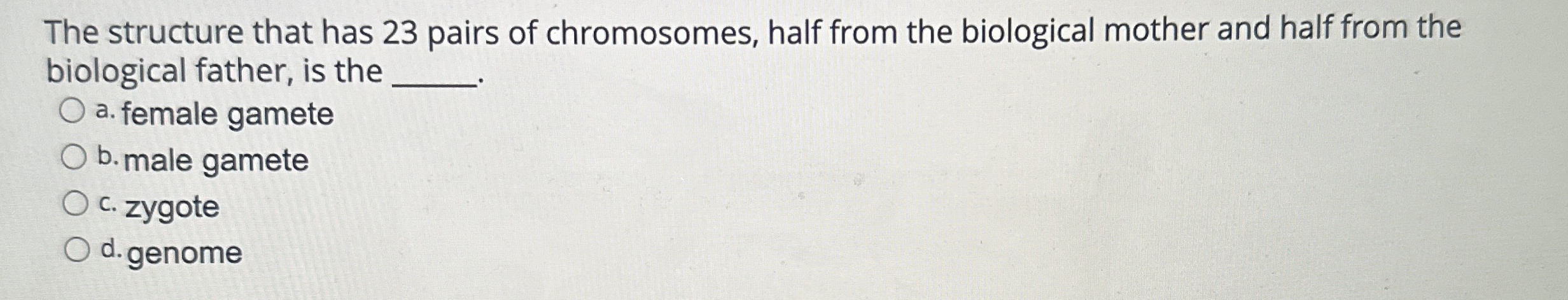 The structure that has 2 3 pairs of chromosomes,