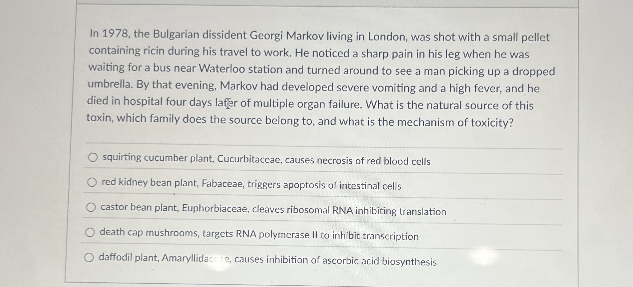 In 1 9 7 8 , the Bulgarian dissident Georgi