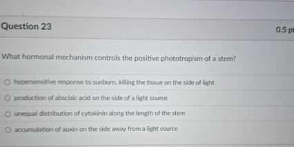 Question 2 3 What hormonal mechanism controls the