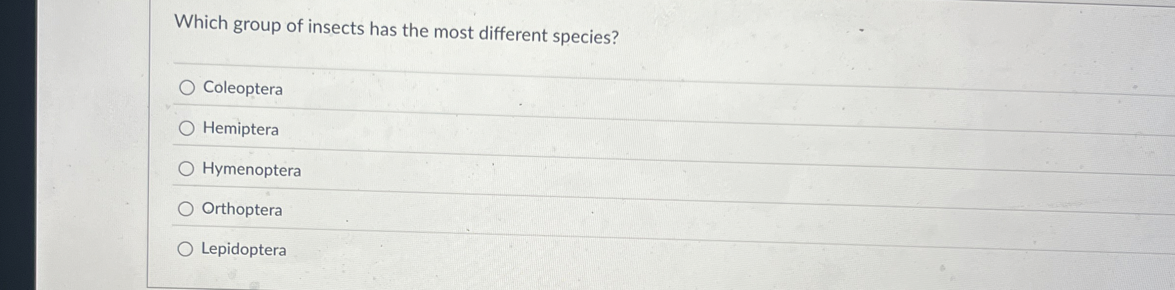 Which group of insects has the most different