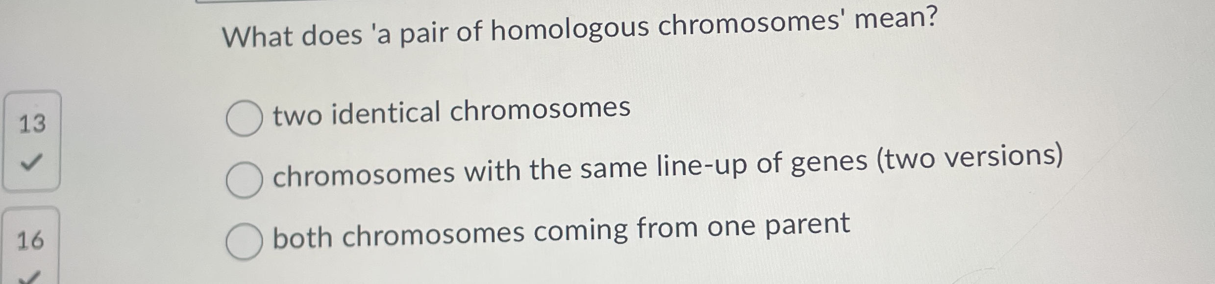 What does 'a pair of homologous chromosomes'