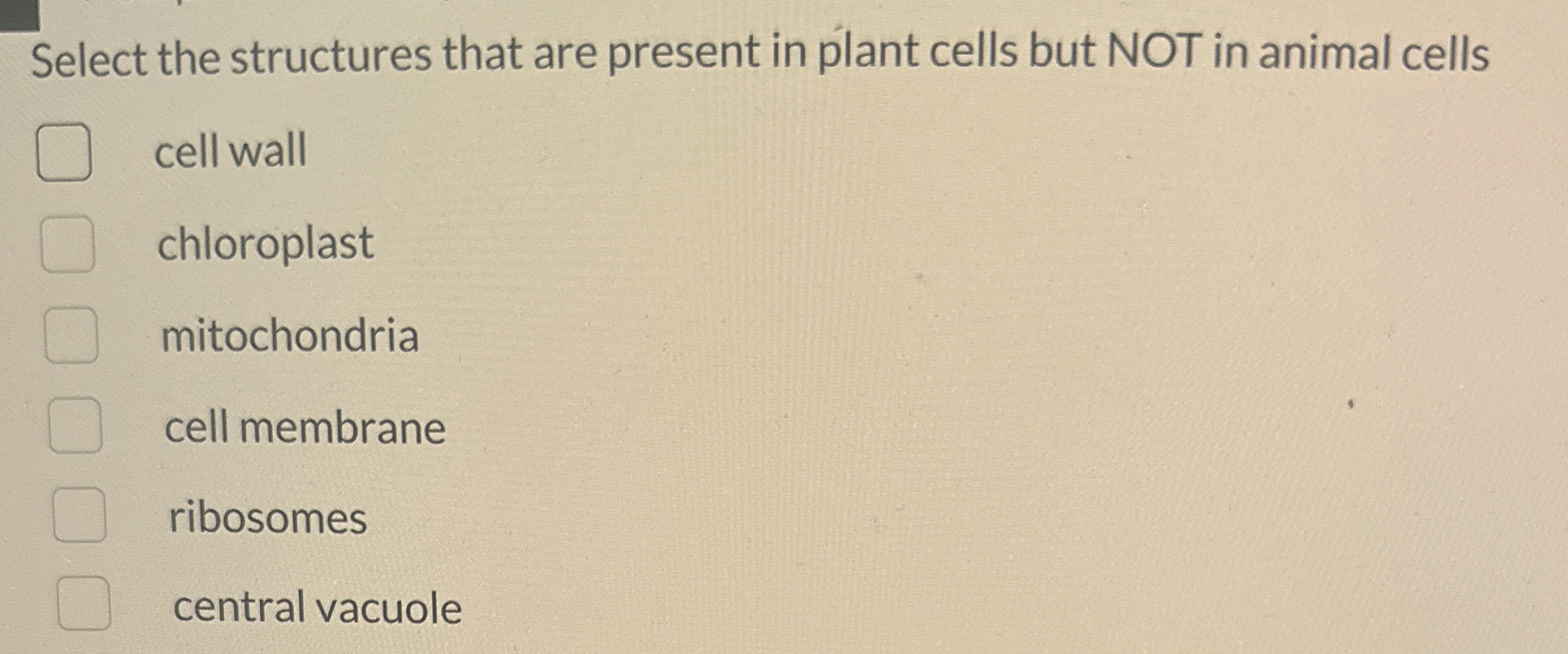 Select the structures that are present in plant