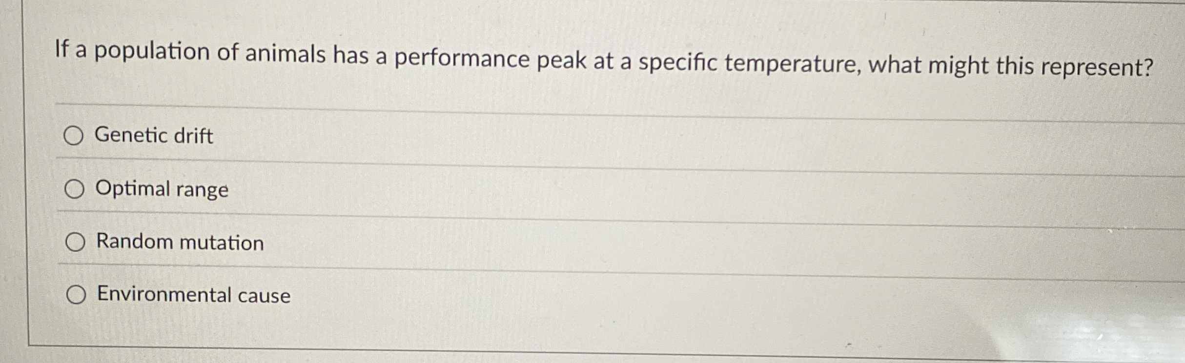 If a population of animals has a performance peak