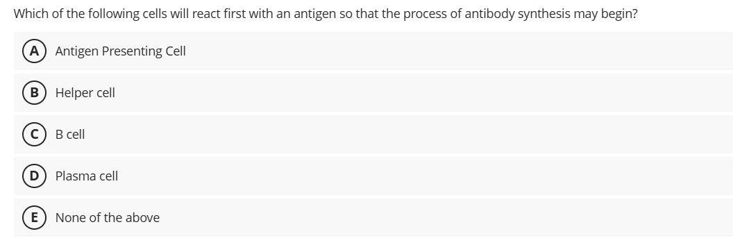 Which of the following cells will react first