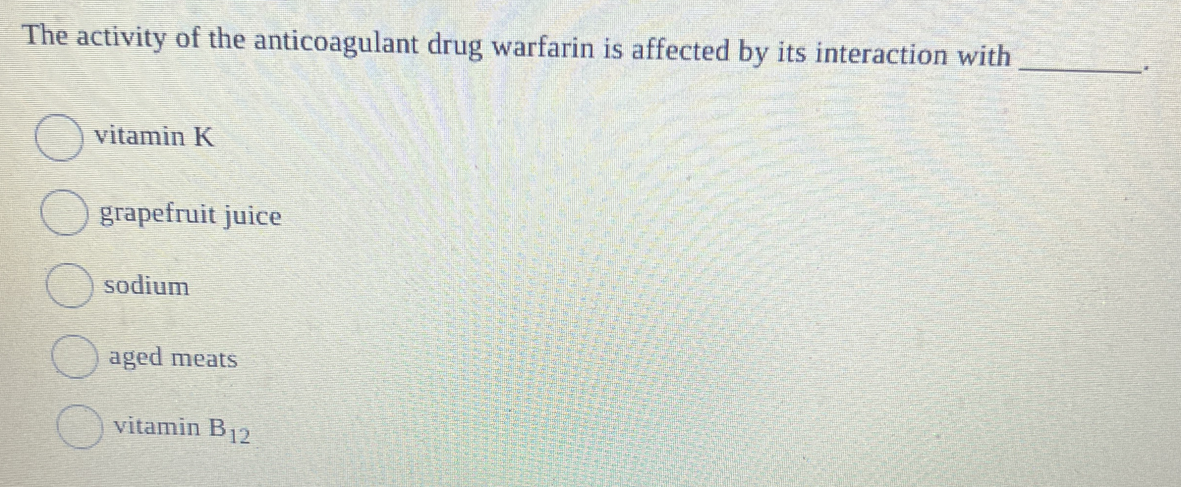 The activity of the anticoagulant drug warfarin