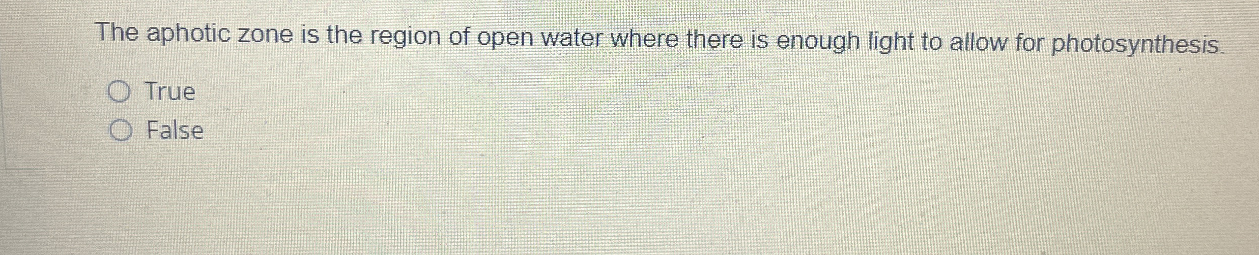 The aphotic zone is the region of open water