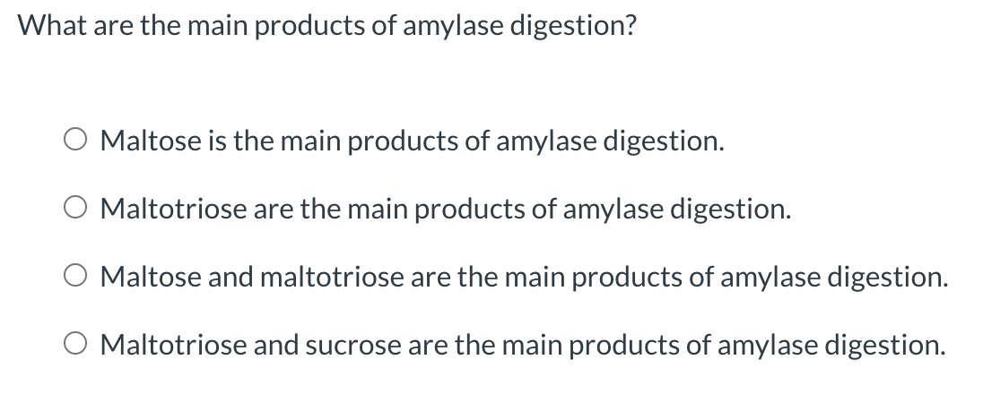 What are the main products of amylase digestion?