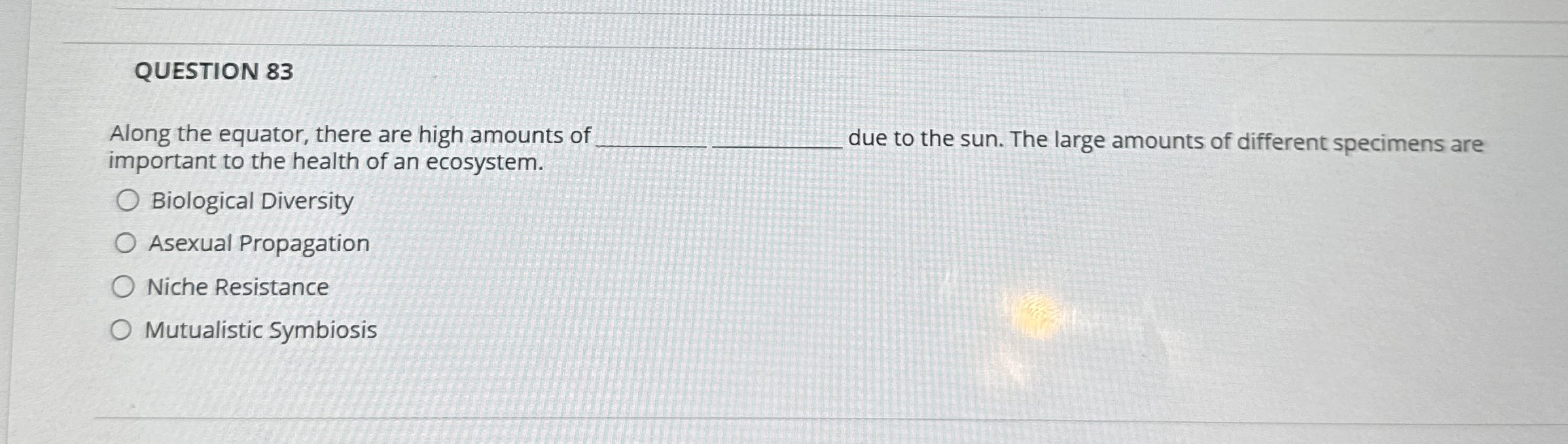 QUESTION 8 3 Along the equator, there are high