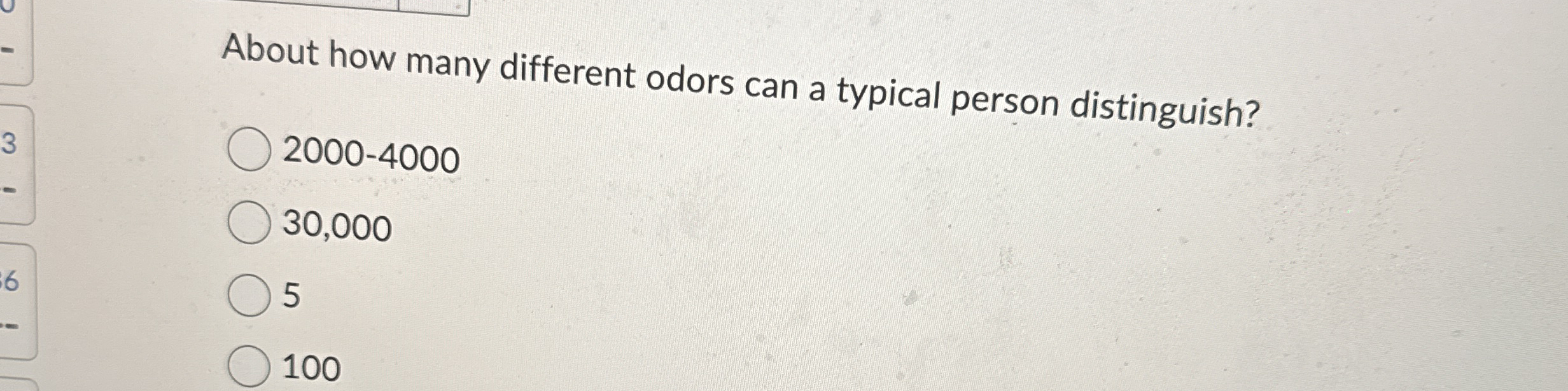 About how many different odors can a typical