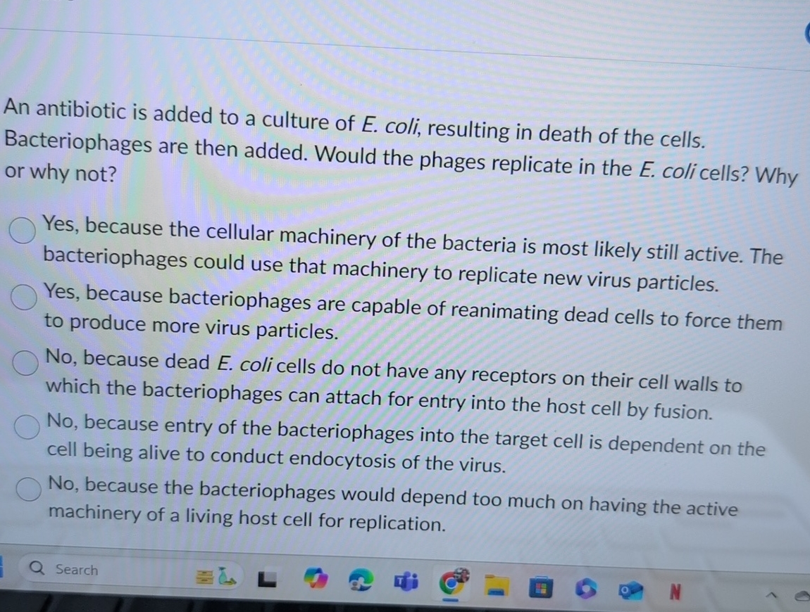 An antibiotic is added to a culture of E . coli,