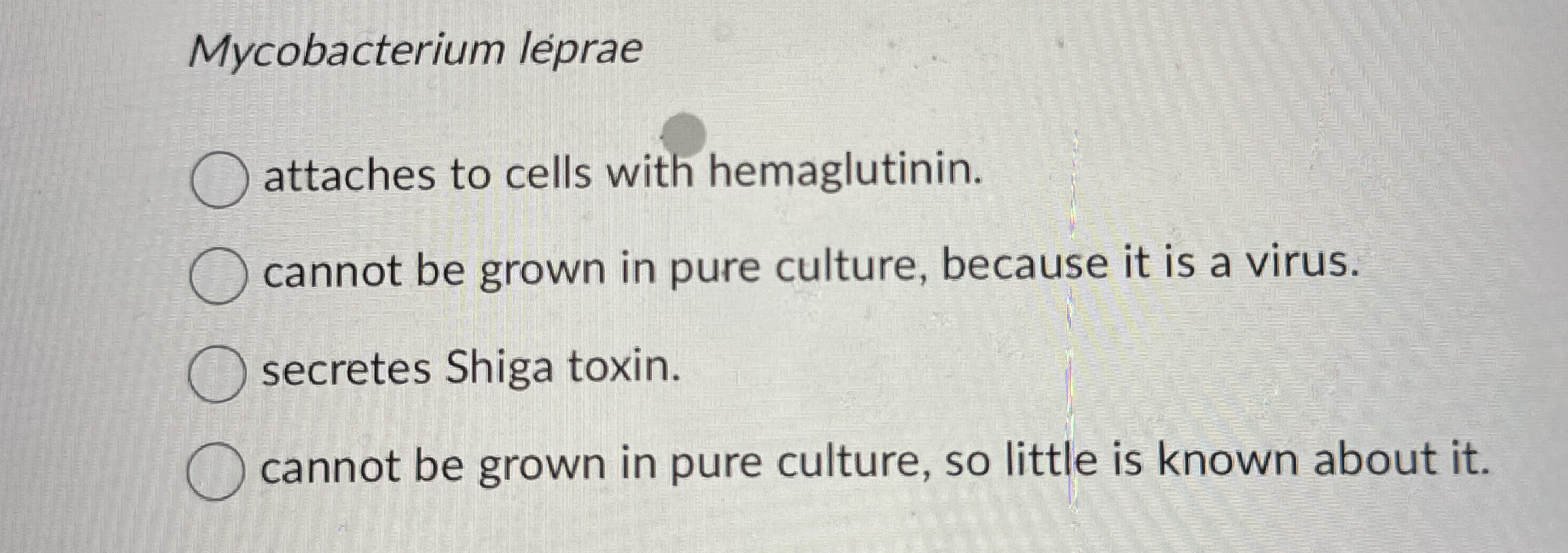 Mycobacterium leprae attaches to cells with