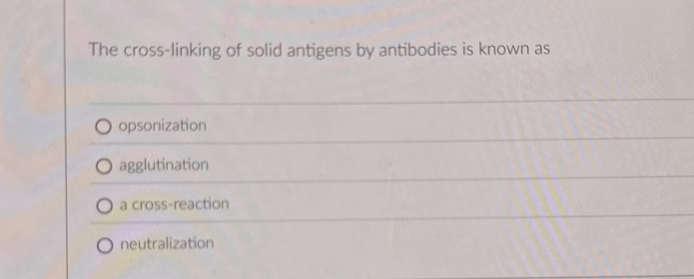 The cross - linking of solid antigens by