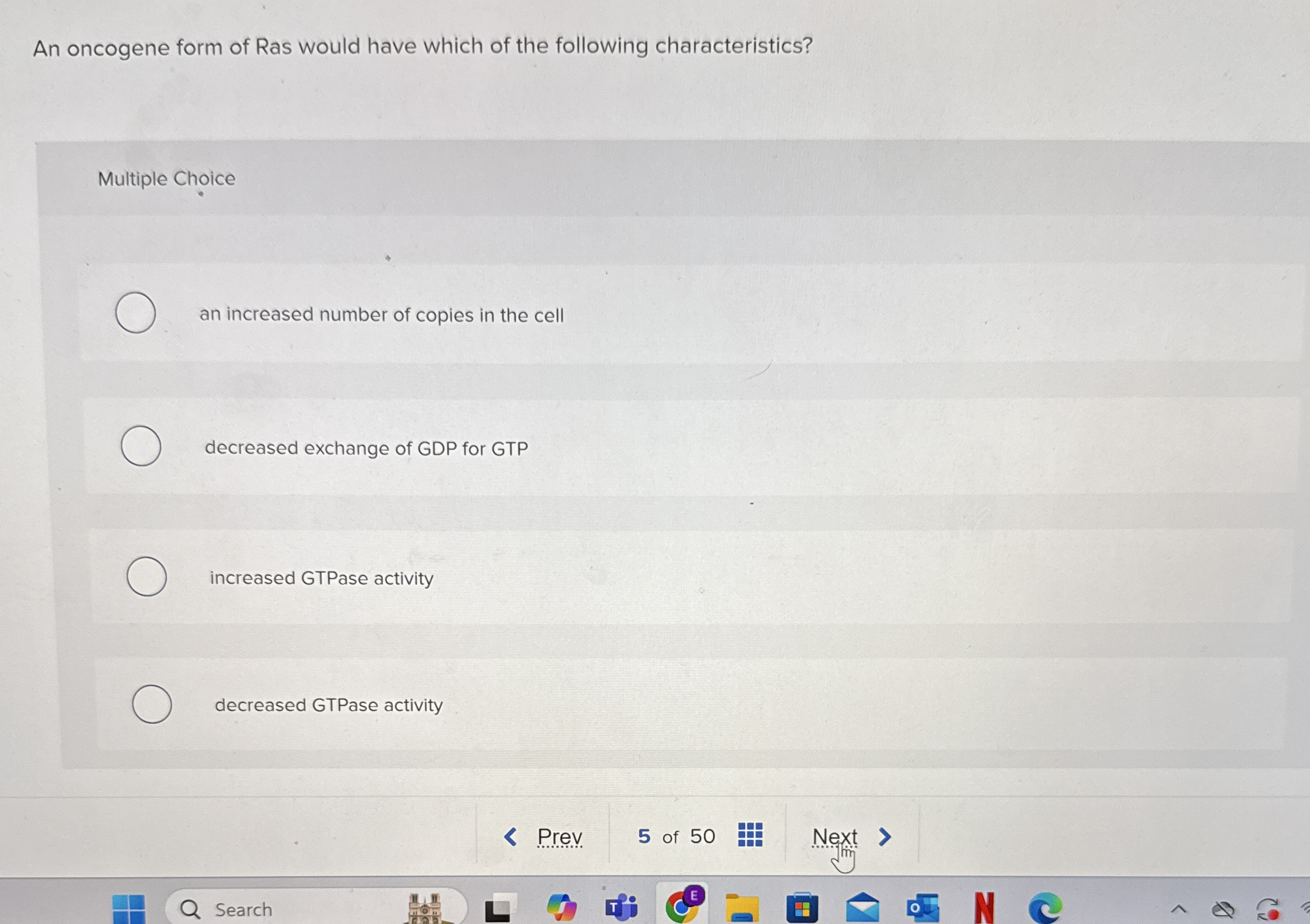 An oncogene form of Ras would have which of the