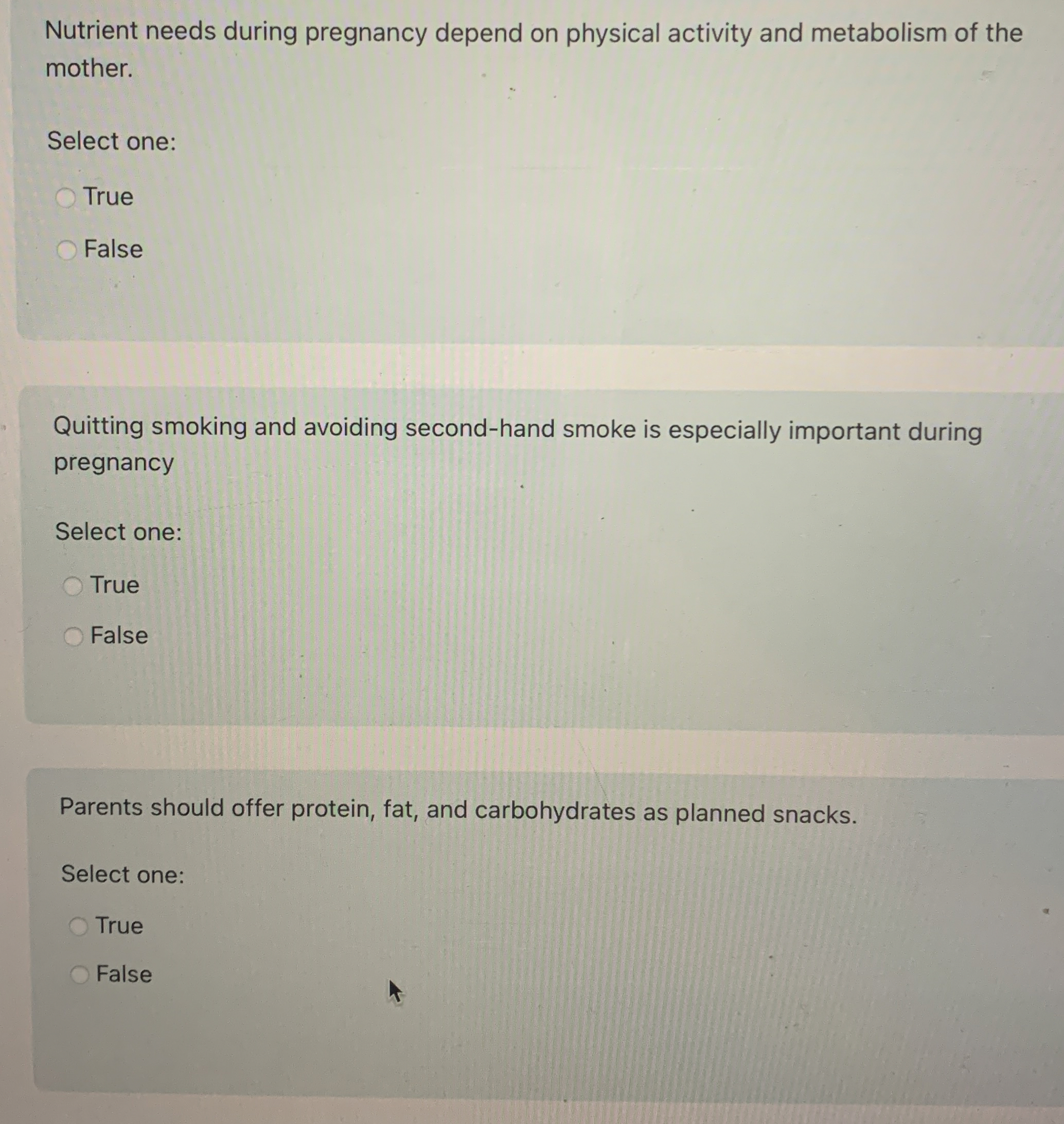 Nutrient needs during pregnancy depend on