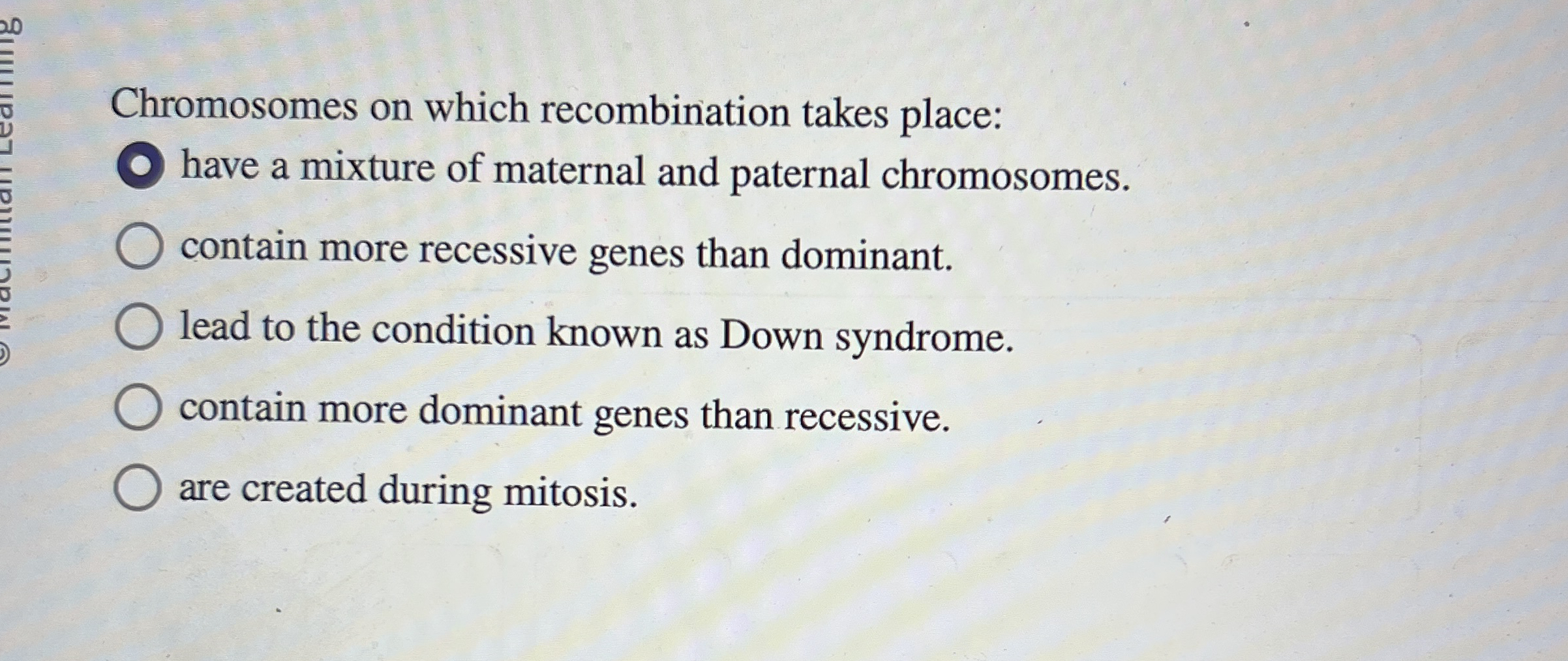 Chromosomes on which recombination takes place: