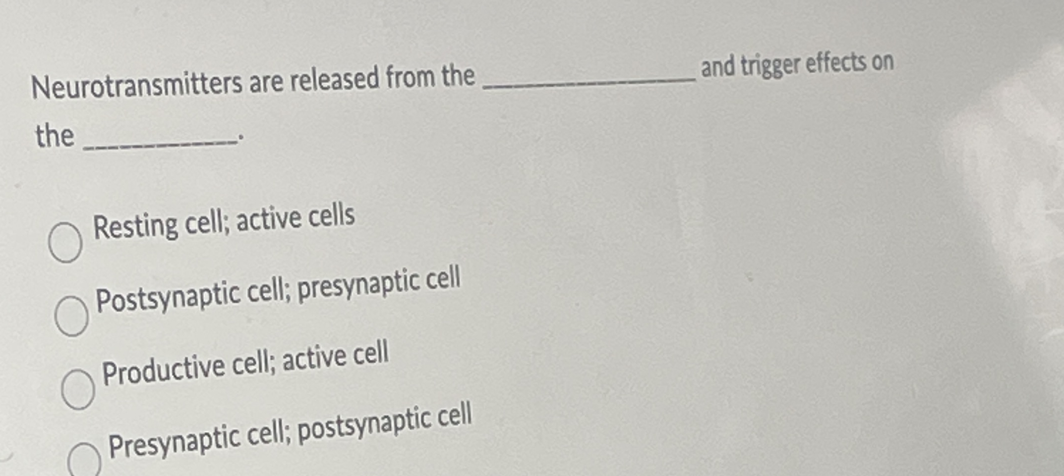 Neurotransmitters are released from the and