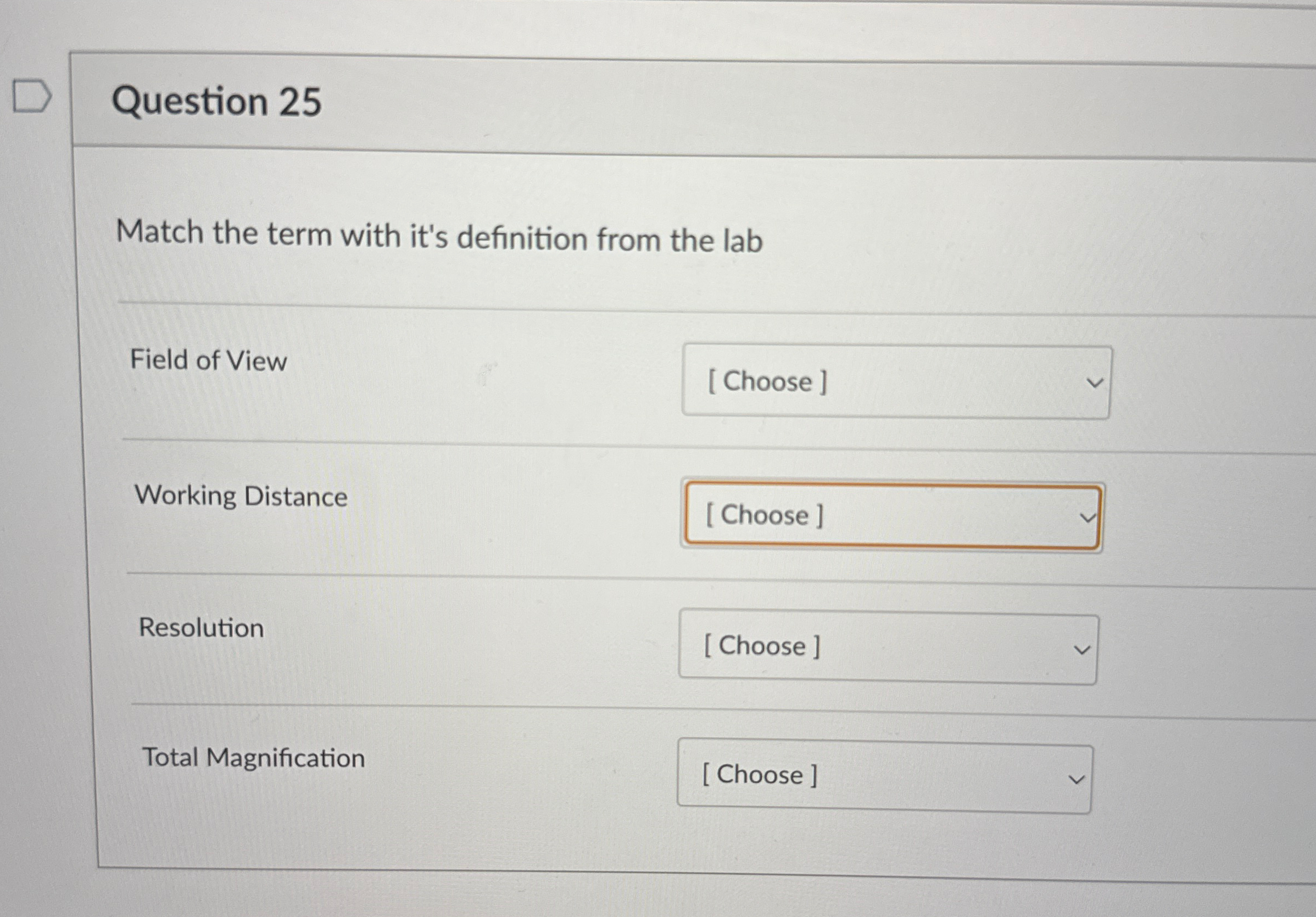 Question 2 5 Match the term with it's definition