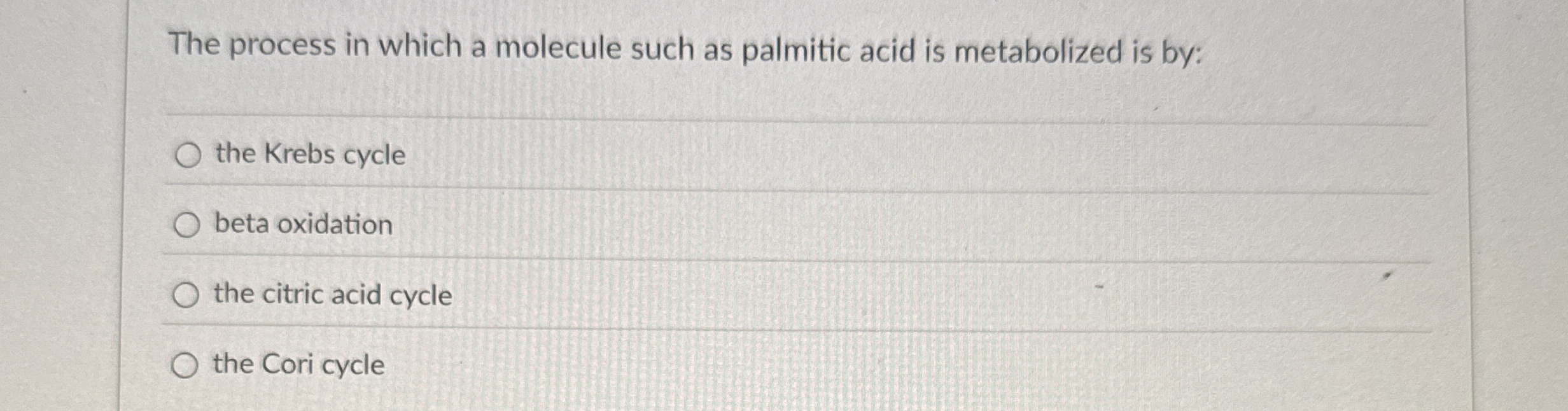 The process in which a molecule such as palmitic