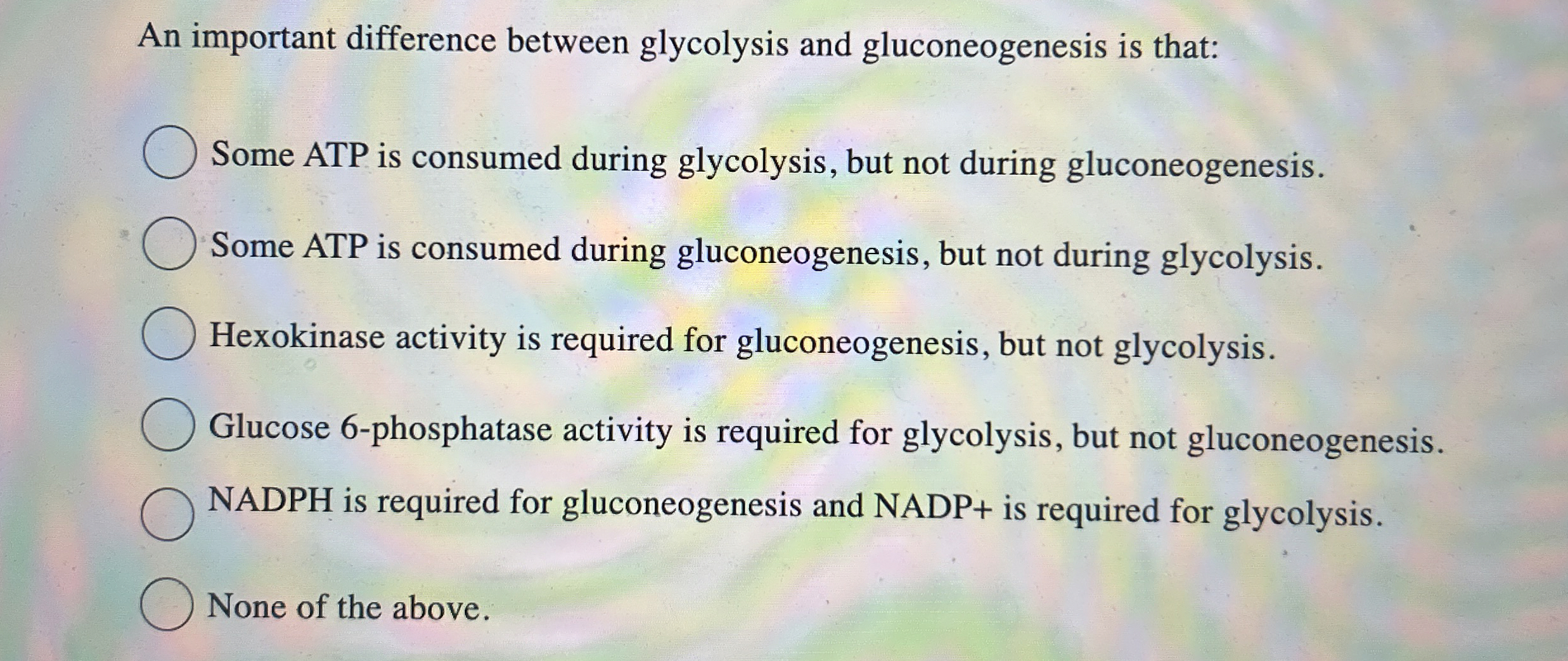 An important difference between glycolysis and