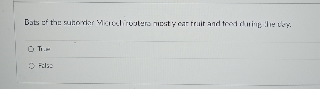 Bats of the suborder Microchiroptera mostly eat