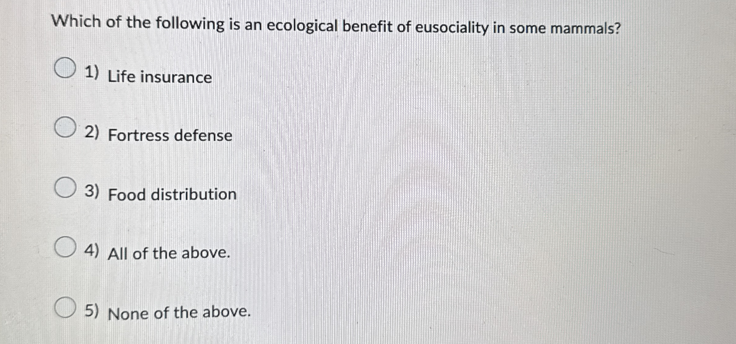 Which of the following is an ecological benefit