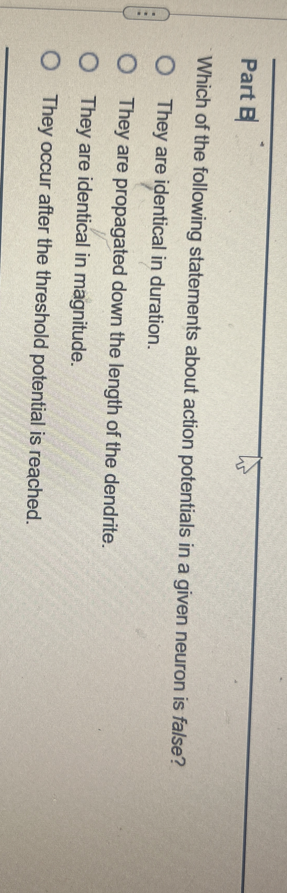 Part B Which of the following statements about