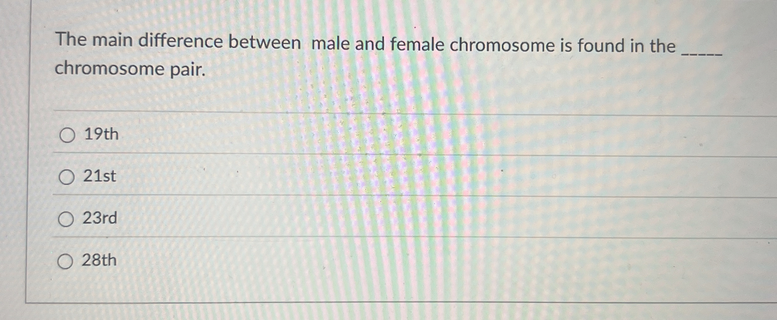 The main difference between male and female