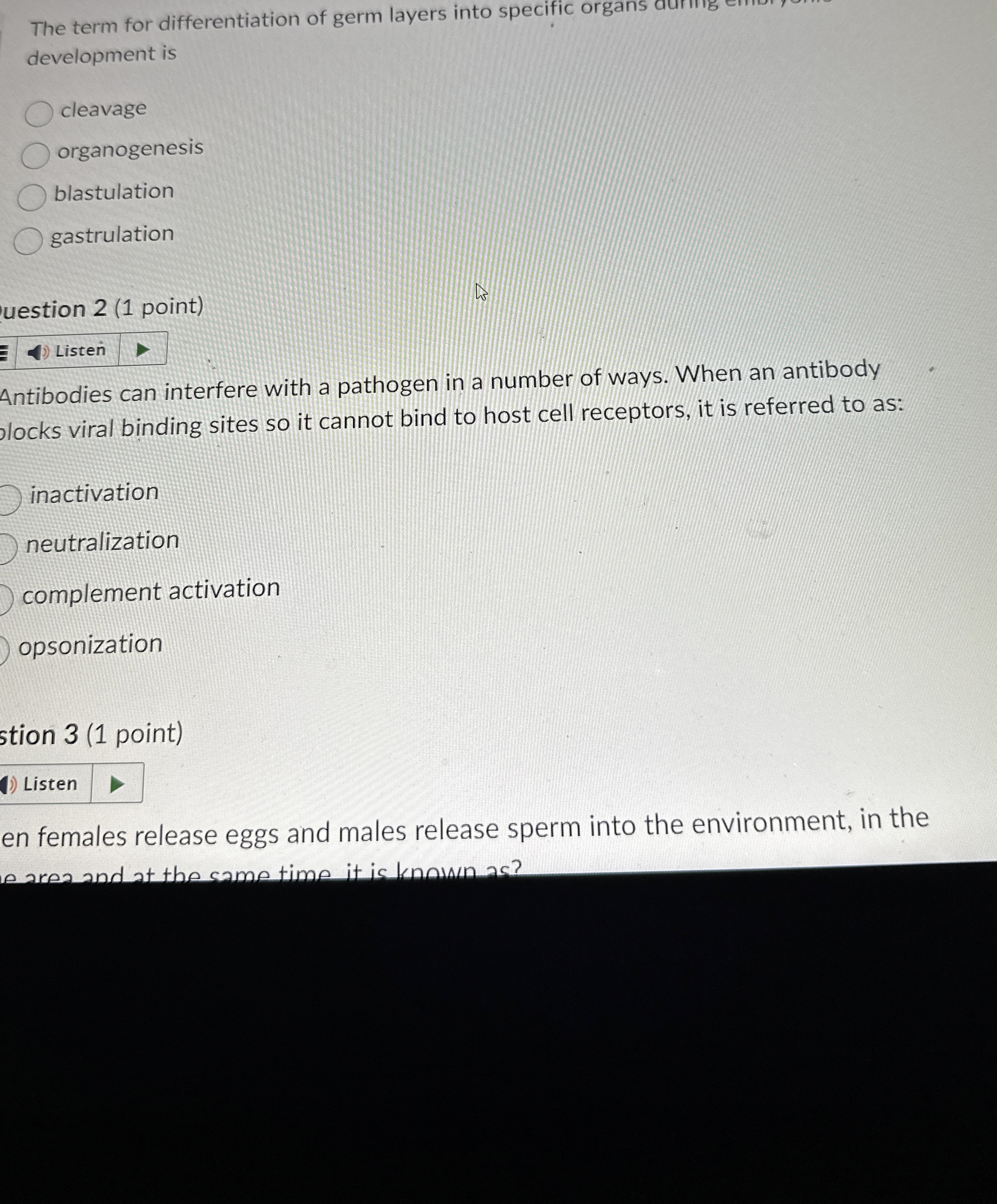 The term for differentiation of germ layers into